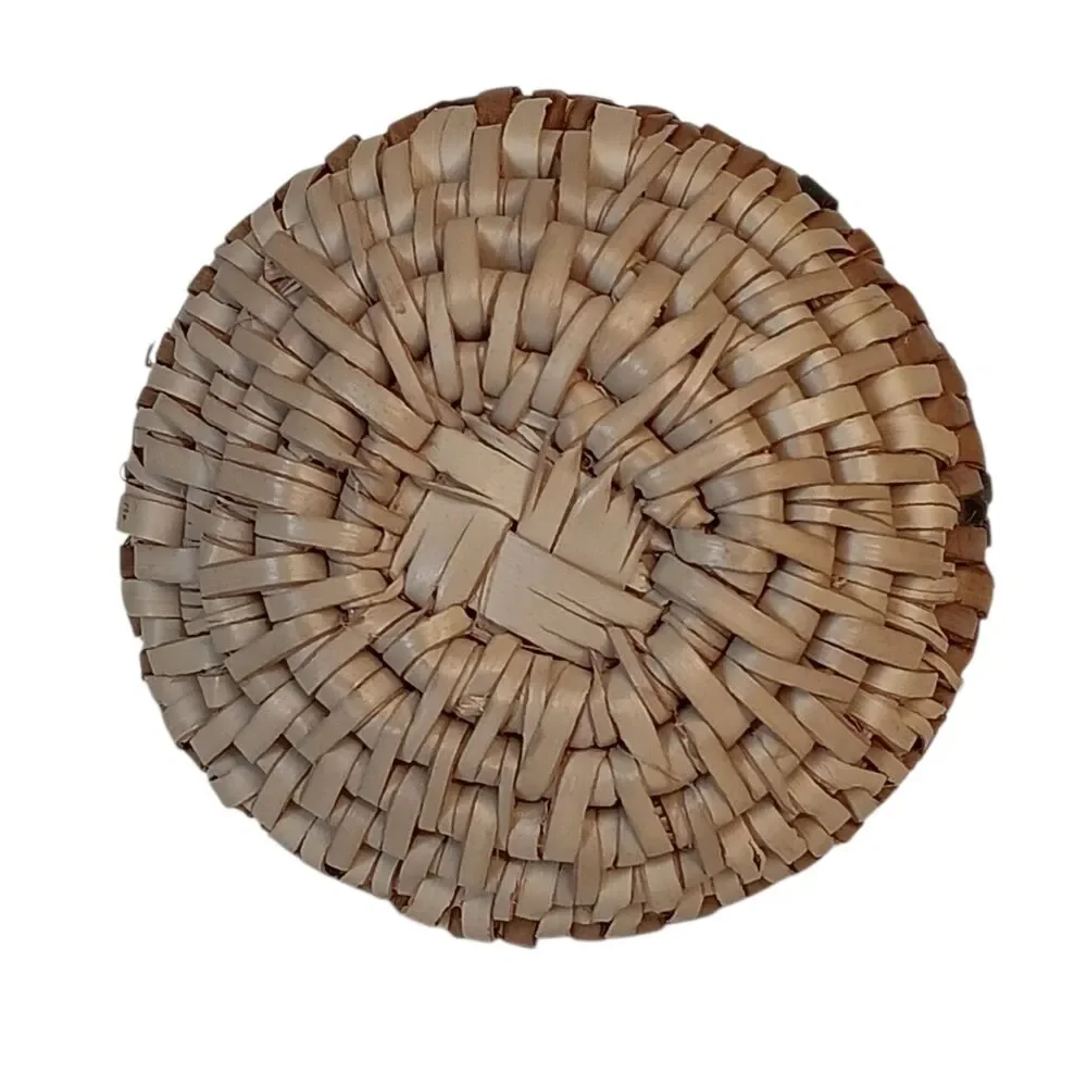 African Zulu Herb Container w/ Lid Hand Woven Herb Basket Ukhamba & Herbs 4x3.5
